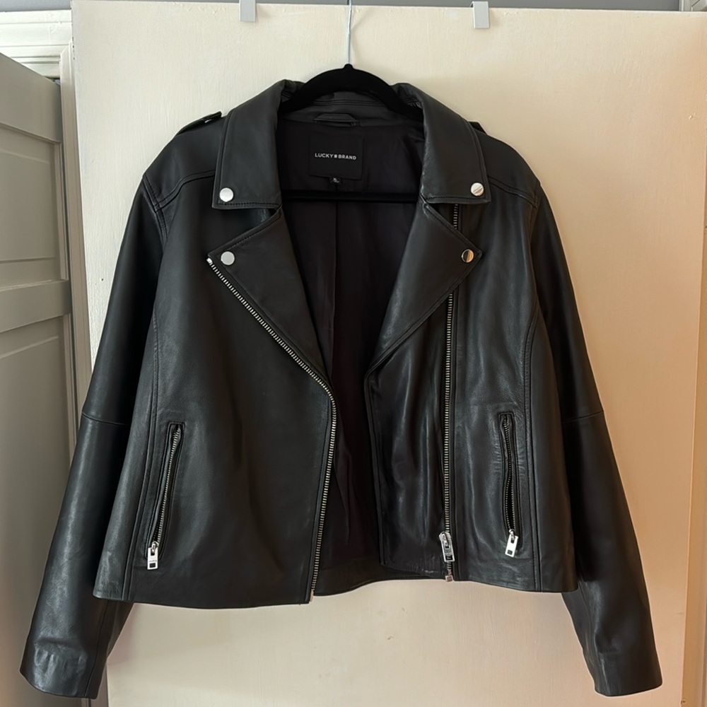 Lucky Brand real leather moto jacket size XL
